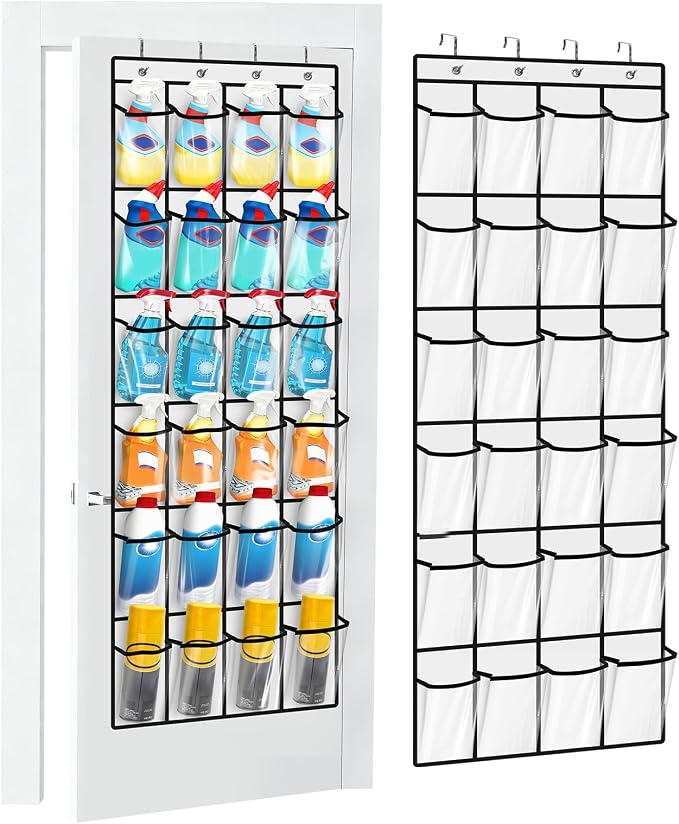 Clear Cleaning Supplies Organizer,Cleaning Products 24 Large Pockets by CollectHall