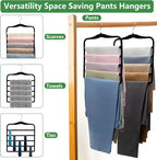 Pants Hangers Space Saving,5P Scarf Hangers for Closet Organizers and Storage,Non Slip Velvet Hanger for Closet Organizer,College Dorm Room Essentials,Heavy Duty Organization and Storage Jean Hangers - Image 5