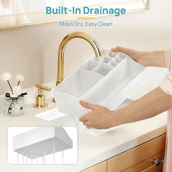 Vtopmart 5 PCS Bathroom Countertop Organizer Sets, White - Image 7
