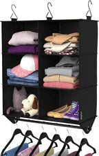 ClosetMaid 6-Shelf Fabric Hanging Closet Organizer with Garment Rod for Shirts, Sweaters, Pants, Hats, Shoes, Purses with Charcoal Black Finish - Image 9