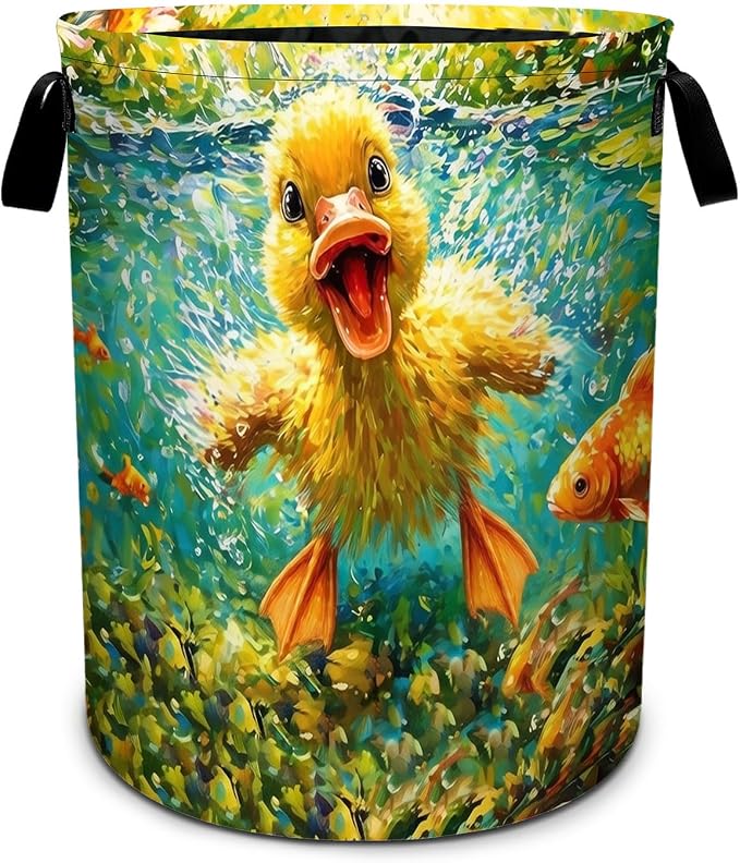 Duck Fish Laundry Basket Foldable Laundry Hamper With Handles Clothes Storage Bucket Organizer Laundry Bag For Bedroom Bathroom Laundry Storage 19.6 x 15.7 by WtallasiSei