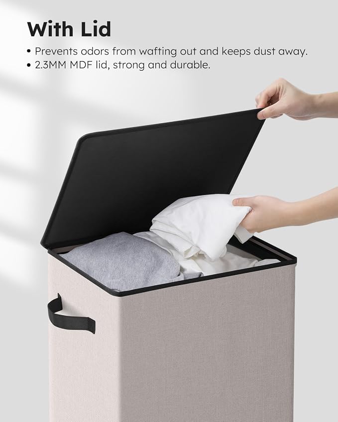 SOLEDI 90L Laundry Hamper with Lid, Large Collapsible Laundry Basket - Image 5