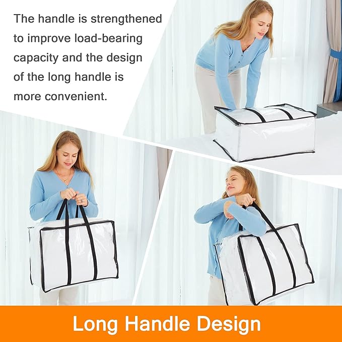 Vieshful 5 Pack Clear Clothes Storage Bags with Zipper 40L - Image 5