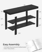 SONGMICS Shoe Rack Bench, 3-Tier Bamboo Entryway Bench, 35.4 Inches Width | Shoe Storage Organizer, Holds Up to 286.6 lb, Ink Black, BAMBOU Collection ULBS090B33 - Image 7