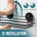 TAILI Shower Caddy Suction Cup 2 Pack with Hooks & Soap holder, Black - Image 2