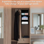 Hanging Closet Organizer and Shelves,3 Shelves with 1 Side Pockets (Black) | Foldable, Grey Fabric, Modern Style, for Bedroom and Dorm Room - Image 6