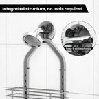 Shower Caddy Hanging (Silver), Adjustable Anti-Swing-Over The Shower Head Caddy, 4 Tier Height Bathroom Storage Organizer Bathroom Shelves Basket Rack Shower Caddies (4Tier) - Image 2
