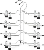 TOPIA HANGER 4 Tier Metal Skirt Hangers with Clips 80% Space Saving 2 Pack by TOPIAHANGER