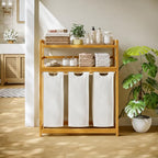 Bamboo 150L Laundry Hamper with 2 Tiers Shelf, Laundry Room Organization - Image 7