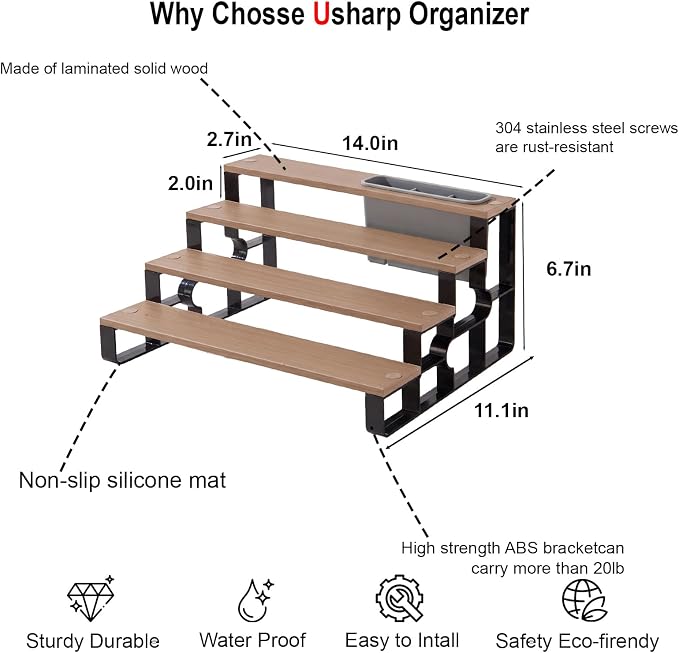 4 Tier Cologne Organizer for Men, Perfume Stand with Toiletry Caddy - Image 4