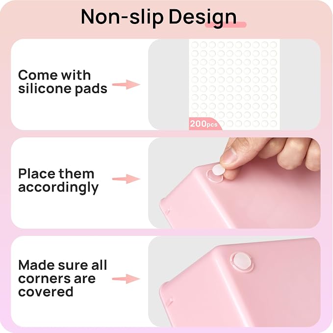 Vtopmart 44 PCS Plastic Drawer Organizers Set, Vanity Organizer Trays, Pink - Image 7