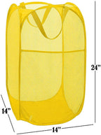 Mesh Pop up Laundry Hamper, Foldable Clothes Hamper Laundry Basket for Rooms, Apartment, College Dorm or Travel, Yellow - Image 2