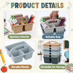 6 Pack Plastic Classroom Organizer Caddy with Handle, Muted Nordic - Image 3