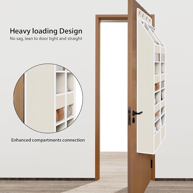 Univivi Upgraded Over Door Organizer for Baby Stuff, Beige Pattern, 5-Shelf - Image 2