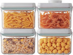 Ankou Airtight Container Set (1000ml 4 Pcs) Stackable One Press Openning Food Containers for Snacks Sugar Salt Herbs Spices Coffee Bean Formula Popcorn BPA-Free Tight Seal - Clear (1.0 QT * 4) by ANKOU