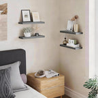 BAYKA Grey Floating Shelves 15.7in, Set of 3, Wall Mounted for Wall Decor - Image 2
