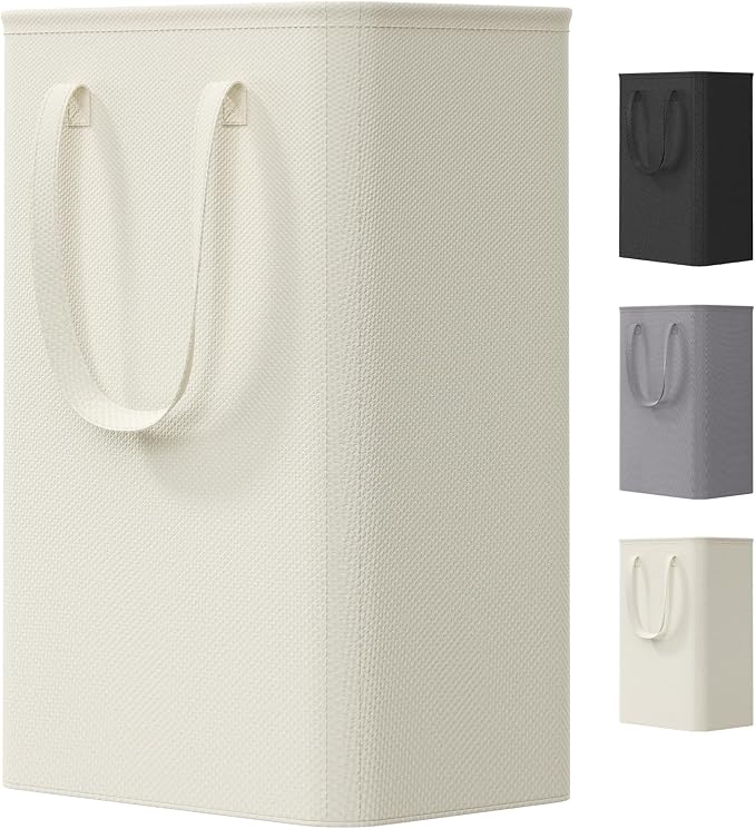 Lifewit Slim Collapsible Laundry Basket with Handles, 50L, Ivory by Lifewit