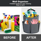 Cleaning Caddy with Handle, Cleaning Products Organiser, 17L Foldable Storage Basket, Cleaning Caddy Organiser, Portable Multi Cleaning Bucket Bag for Home, Garden (Dark Grey) - Image 2