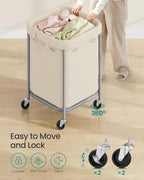 SONGMICS Laundry Basket with Wheels, 170L, Steel Frame, Removable Bag - Image 6
