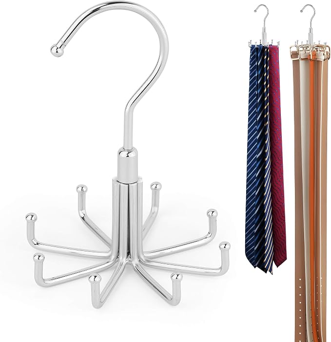 ZEDODIER Tie Hanger for Closet, Rotating Tie Organizer, Holds 8 Ties by ZEDODIER