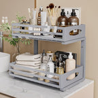 Under Sink Organizer, 2 Tier Under Sink Organizers and Storage, Adjustable Height, Slide out Metal Cabinet Organizers, Pull out Cabinet Storage Drawer Shelf for Kitchen Bathroom (Gray, 2 Pack) - Image 8
