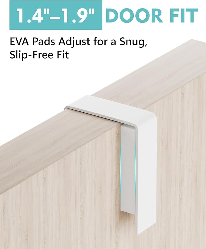 Mop and Broom Holder Wall Mount, No Drill Over the Door, White - Image 5