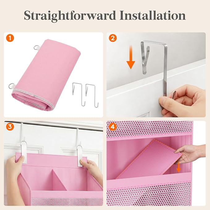 Lifewit 5 Tier Over the Door Organizer, Diaper Hanging Storage, Pink - Image 8