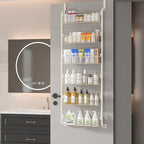 MIAOLI Over the Door Pantry Organizers and Storage, 6-Tier Spice Rack, Home & Kitchen Storage Shelves for Cabinet, Large Capacity Hanging Seasoning Organizer, Laundry Room Organization, White - Image 8