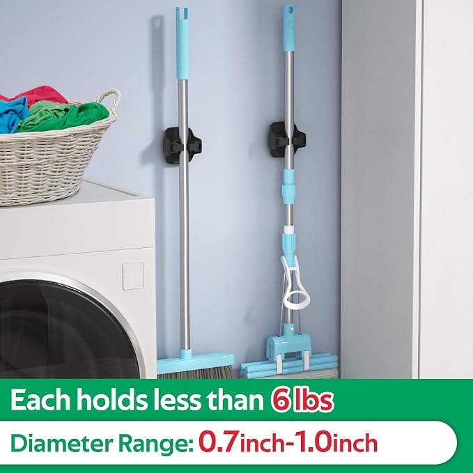reliahom Broom Holder Wall Mount Mop Grippers organizer wall hanging, 5Pack - Image 5