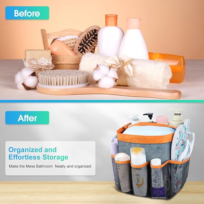 Mesh Shower Caddy Portable - 9 Pockets for College Dorm Room Essential - Image 5