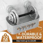 LEVERLOC Shower Caddy Suction Cup Set Shower Organizer & Soap Holder, Grey - Image 3