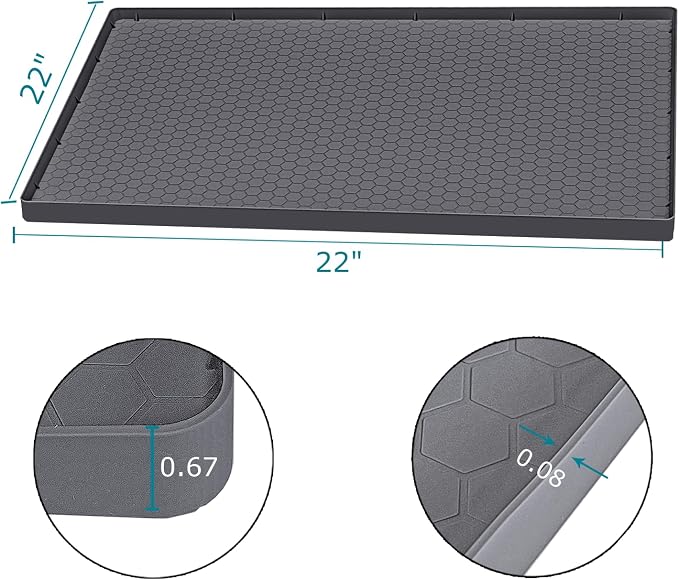 Under Sink Mat 22 x 22, Silicone Under Sink Liner for Kitchen Waterproof Bathroom Cabinet Mat, Grey - Image 3