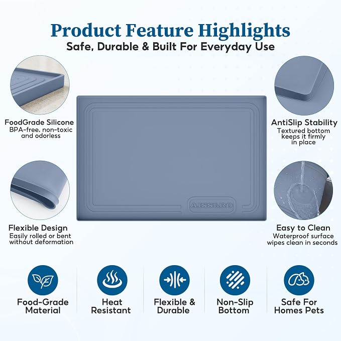 Waterproof Under Sink Mat 28"x19", Silicone Mat, Dark Blue - Image 5