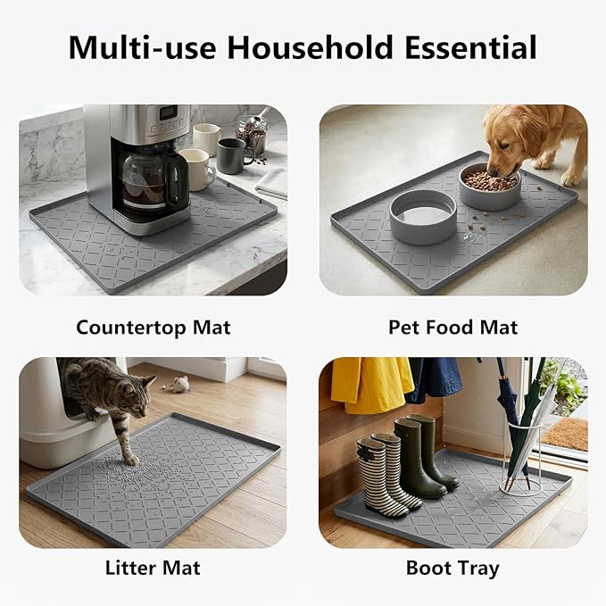 Mateeylife Under Sink Mat Kitchen Waterproof, Silicone Sink Tray 28"X19" - Image 6