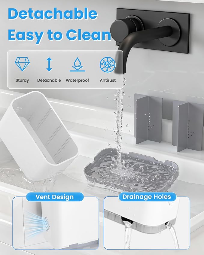 Toothbrush and Toothpaste Holders for Bathrooms Countertop - Detachable 5 Slots Kids Electric Toothbrush Holders Set Wall Mounted with Removable Dividers for Bathroom Decor and Accessories Organizer - Image 4