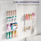 SWTYMIKI Over The Door Organizer - Door Organizer Hanging with 5 Adjustable Metal Large Capacity Basket and 6 Coat Hook, Wall Mounted Shelf for Bedroom Closet Bathroom Laundry Pantry Cabinet Kitchen - Image 8