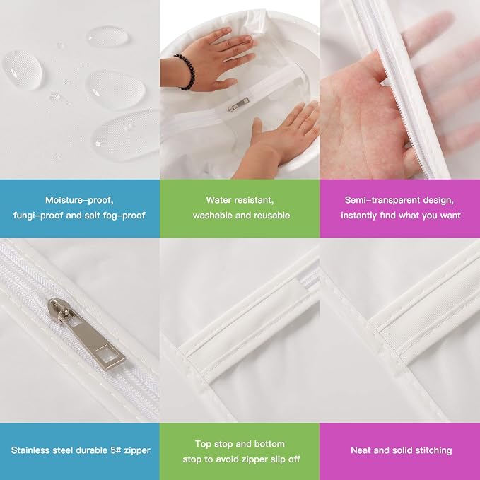 Clear Garment Bags for Hanging Clothes, 12 Pack 48 Inch Dress Covers - Image 4
