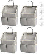 4pcs Wall Hanging Storage Bag,Wall Hanging Organizer bags with Pockets, Wall Organizer Storage for Dormitory Bathroom Bedroom (Grey-upgraded) by Someteth