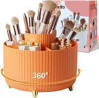 fanado 360° Rotate Makeup Brush Holder Organizer, Makeup Organizers Countertop, Makeup organization and Skincare Storage for Vanity, Desktop, Bathroom (Orange) by Unknown