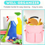 Cleaning Caddy for Cleaning Supplies,17L Cleaning Supply Caddy with Handle Foldable Cleaning Supplies Organizer Bucket Cleaning Products Organizers for Home, Garden (Light Pink) - Image 7