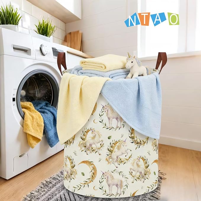 Lindo Dreamy Unicorn Laundry Hamper, Laundry Basket, Baby Nursery Hamper, Waterproof Storage Bin, Clothes Organizer Basket, Room Decor (Moonlight Unicorn) - Image 4