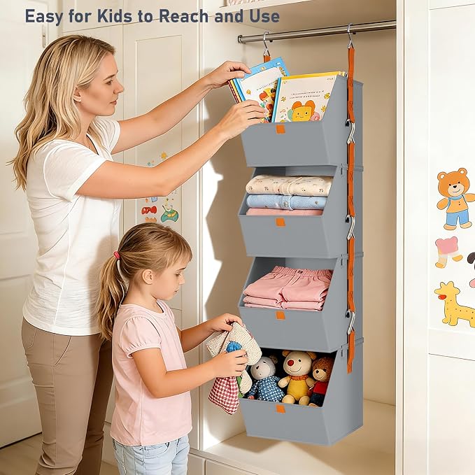 DIMJ 4-Tier Hanging Closet Organizer, Modular Bins for RVs and Small Spaces - Image 4