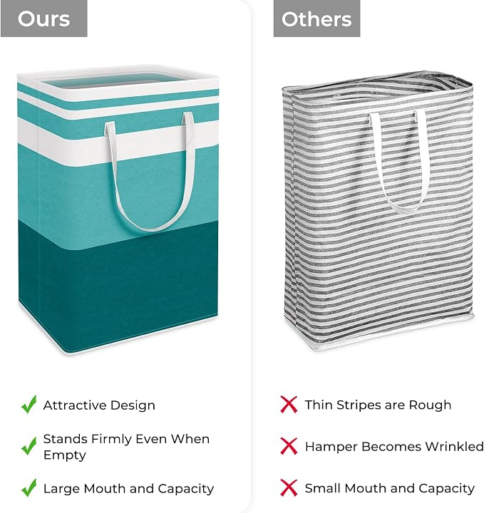HomeHacks 2 Pack Large Laundry Baskets, Laundry Hampers Bags (Green 75Lx2) | Waterproof, Freestanding, Collapsible Clothes Hamper with Reinforced Handles in Laundry Room, Dorm, Bathroom, Bedroom - Image 3