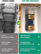 Hanging Closet Organizer with Drawers, 4 Tier Metal Closet Organizers and Storage with 4 Hanging Hooks 4 S-Hooks for Wardrobe Laundry Room, Wire Storage Shelf for Clothes Sweaters Pants (Black) - Image 4