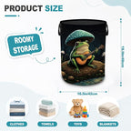 Frog Guitar Dirty Clothes Hamper,Foldable Laundry Basket with Handles,Mushroom Forest Waterproof Oxford Cloth Storage Bin for Bedroom Bathroom Nursery,16 x 20 Inch - Image 2