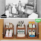 MHXW SXPN Bamboo Under Sink Organizer, 2 Pack Pull Out Cabinet Organizer - Image 8