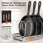 MUDEELA Expandable Pot Pan Lid Organizers inside Cabinet, 12 Divider-Silver - Image 3