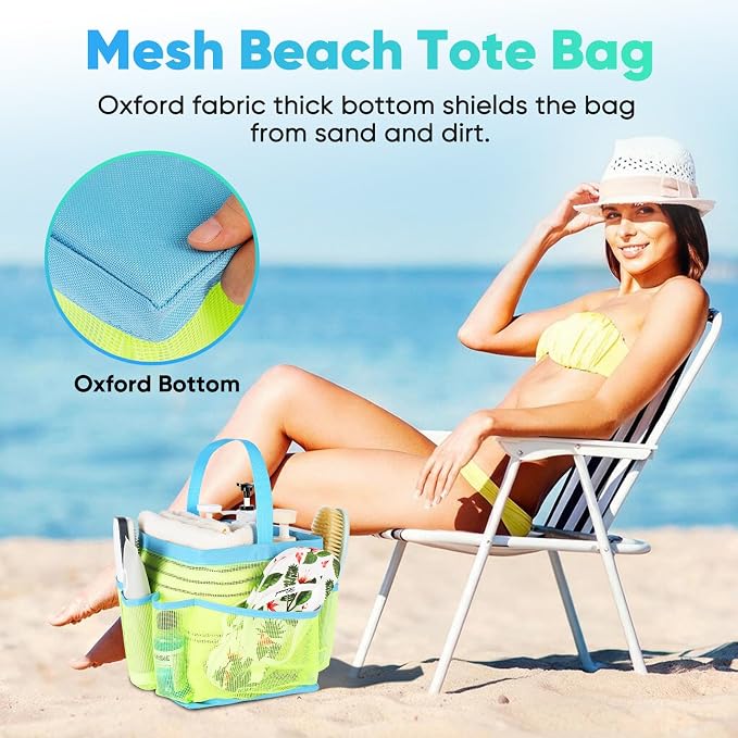 EUDELE Mesh Shower Caddy Portable, 8-Pocket Large Capacity, Quick Dry, Easy Clean, Ideal for Beach, Swimming, Gym, Travel - Image 6
