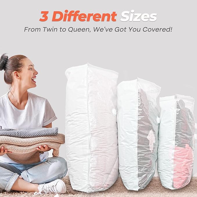 Vacbird 18 Pack Vacuum Storage Bags Set with Rechargeable Wireless Pump Large/Medium/Small Vacuum Seal Bags for Clothing Travel and Home, Compression Packing for Comforters, Blankets and Bedding - Image 2