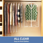 60" Dress Bags for Gowns, 12 Packs All Clear Garment Bags for Hanging Clothes, Plastic Waterproof Dress Cover with Zipper for Dresses, Coats, Uniforms (Set of 12) - Image 3